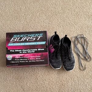 Skechers Burst Black and Gray Sneakers